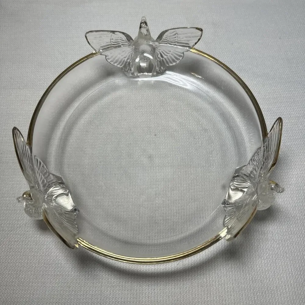 Vintage 1940s Jeannette Depression Glass 3 Footed Toed Eagle Clear Bowl 7 1/4